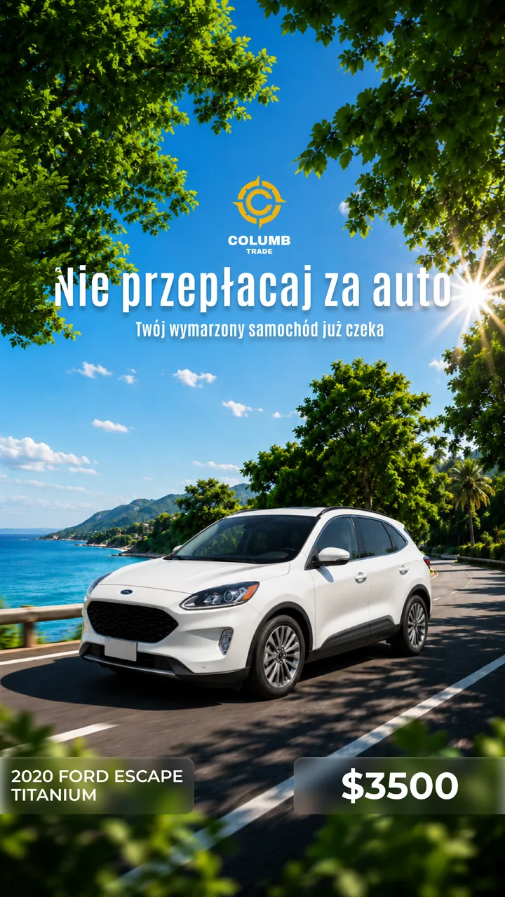 Рекламний креатив Columb Trade: Ford Escape на узбережжі, ціна 3500 доларів